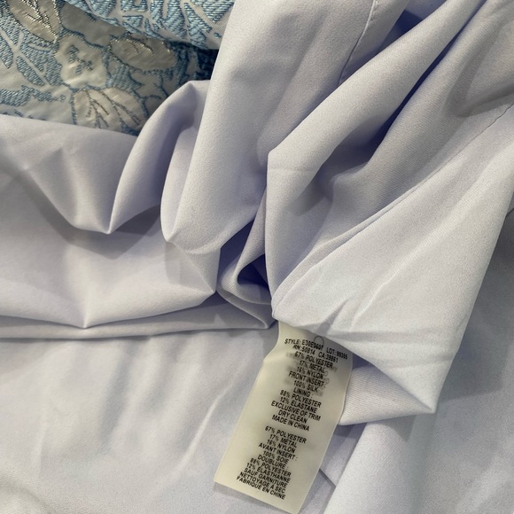 Elie Tahari ARIANNA Dress light Blue metallic eyelet lace Silver babydoll NWT - Picture 13 of 15